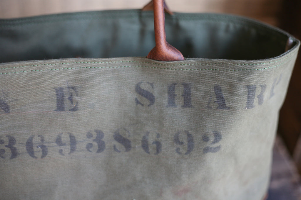 WWII era Canvas and Leather Carryall - SOLD