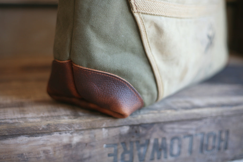 WWII era Canvas and Leather Carryall - SOLD