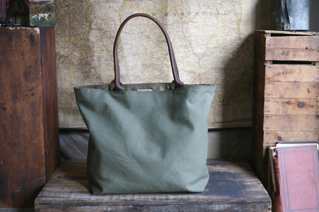 WWII era Canvas and Leather Tote Bag - SOLD