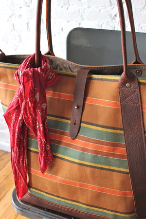 1940's era Striped Canvas Weekend Bag