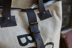 1940's era Canvas and Leather Carryall - SOLD