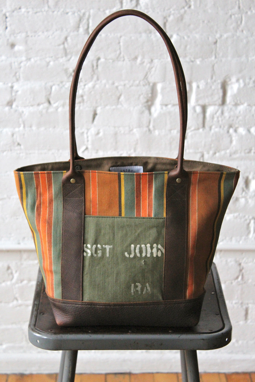 1940's era Striped Canvas Carryall