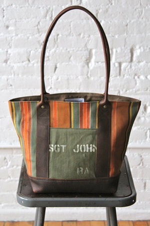 1940's era Striped Canvas Carryall