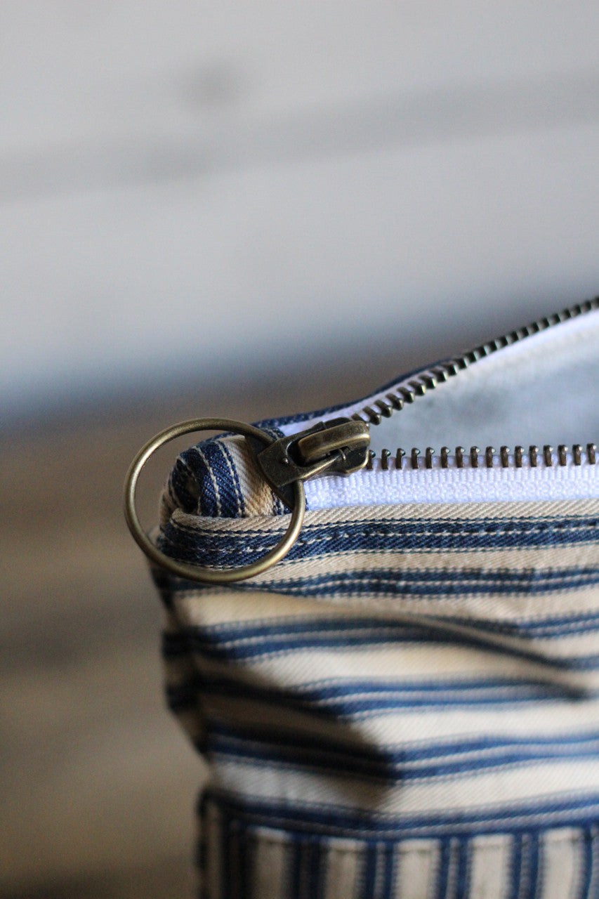 1940's era Ticking Fabric Utility Pouch