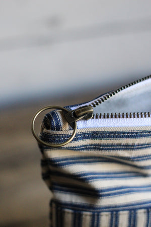 1940's era Ticking Fabric Utility Pouch