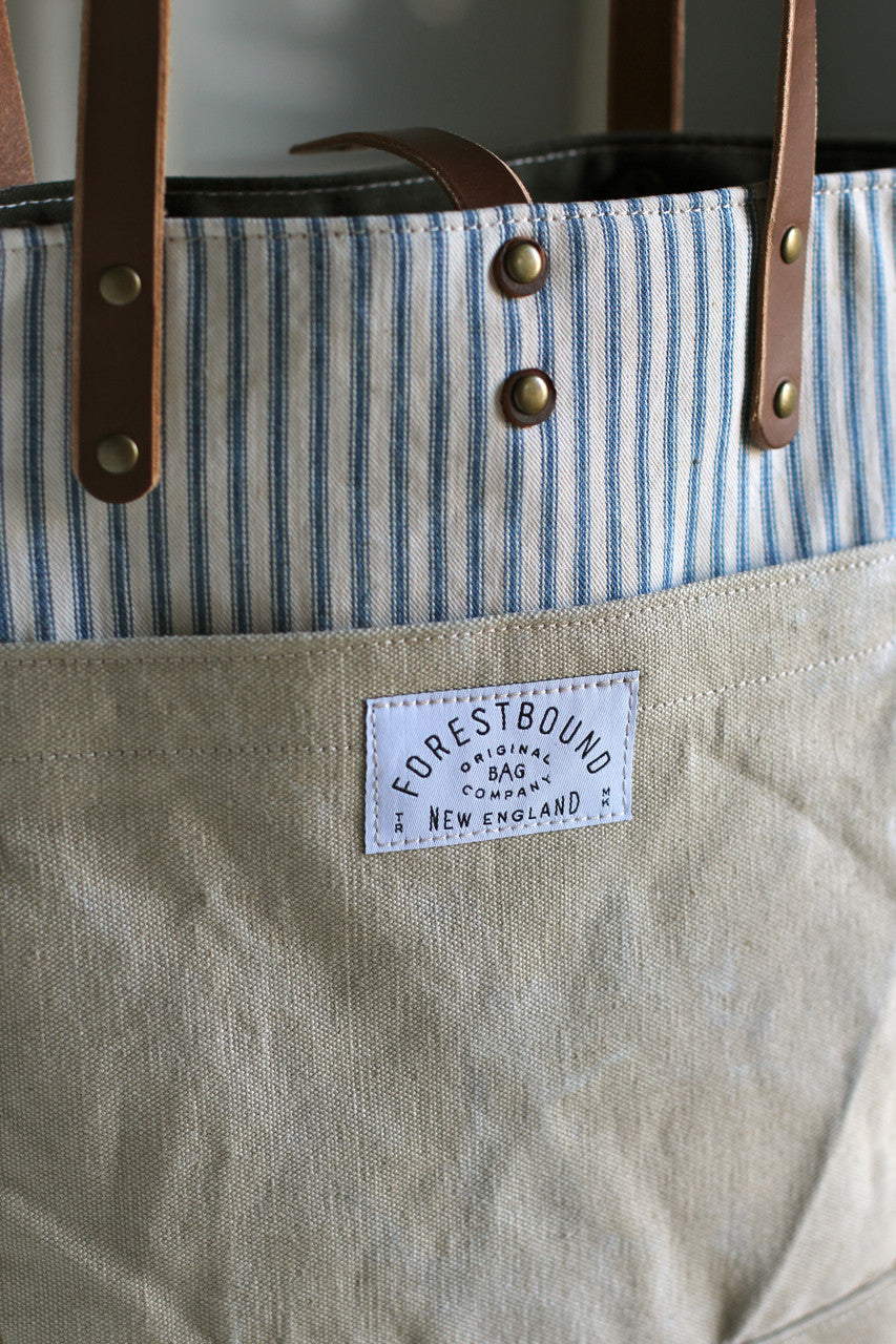 1950's era Ticking Fabric and Work Apron Tote Bag