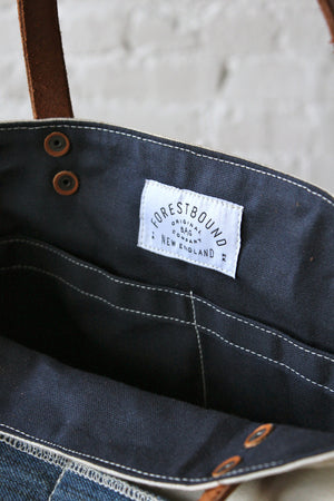 1950's era Canvas and Denim Tote Bag