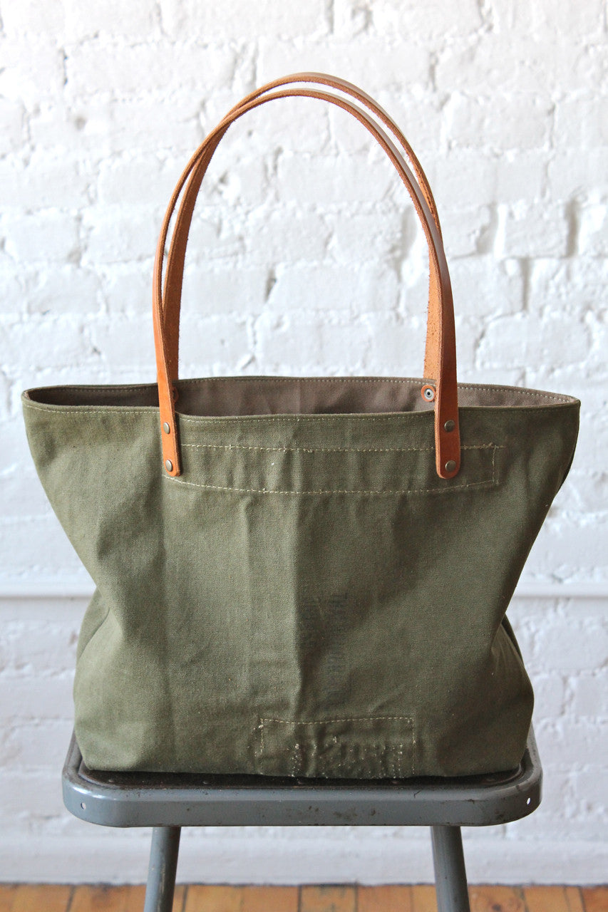 WWII era Two Tone US Military Canvas Tote Bag