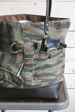1950's era Camp Camo & Leather Carryall