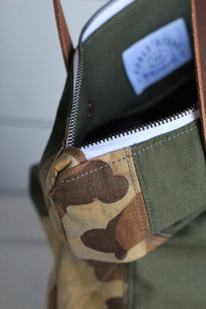 The Rambler Tote / WWII era Canvas & Cloud Camo
