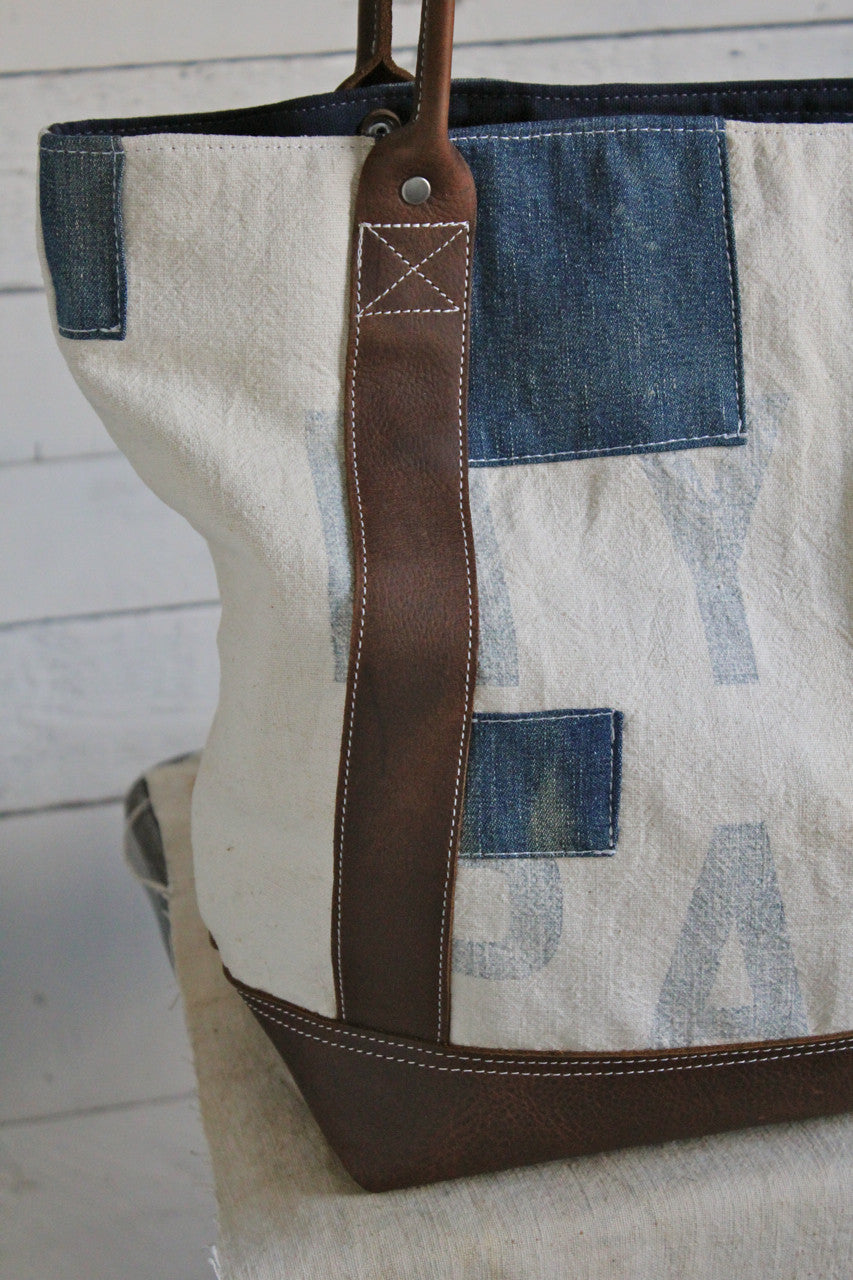 1940's era Canvas and Denim Carryall