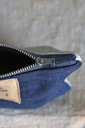 Early 1900's Japanese Indigo Dyed Cotton & WWII Era Denim Utility Pouch