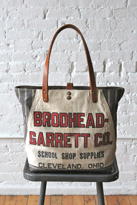 1940's era Work Apron and Ticking Fabric Carryall