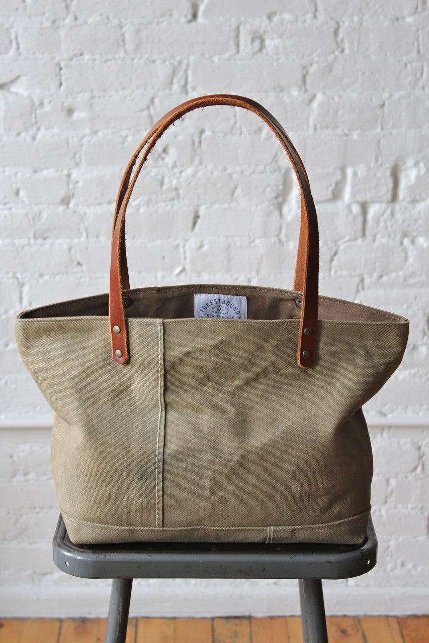 WWII era Canvas Carryall w/ early 1900's Brass Tag