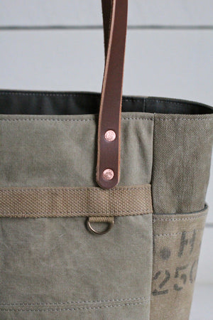 WWII era Canvas Pocket Tote Bag