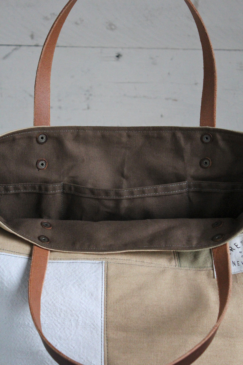 1940's-1950's era Pieced Feed Sack Canvas Tote Bag