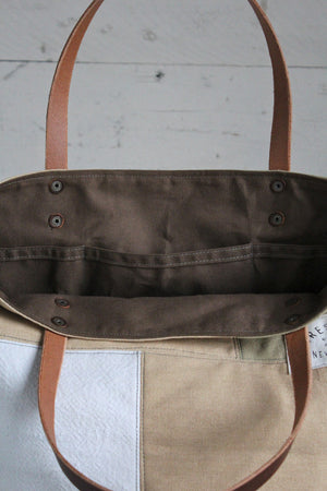 1940's-1950's era Pieced Feed Sack Canvas Tote Bag