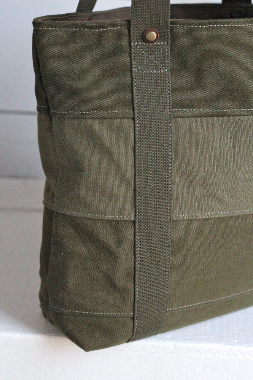 WWII era Striped Canvas Carryall