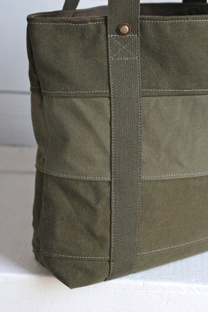 WWII era Striped Canvas Carryall