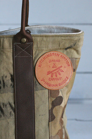 WWII era Canvas & Cloud Camo Carryall