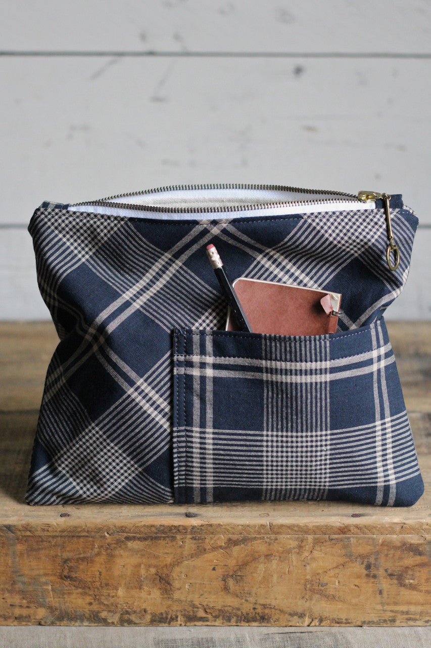 Deadstock Blue Plaid Pocket Utility Pouch