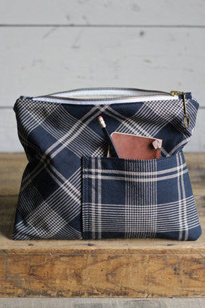 Deadstock Blue Plaid Pocket Utility Pouch