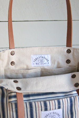 1940's era Ticking Fabric Pocket Tote