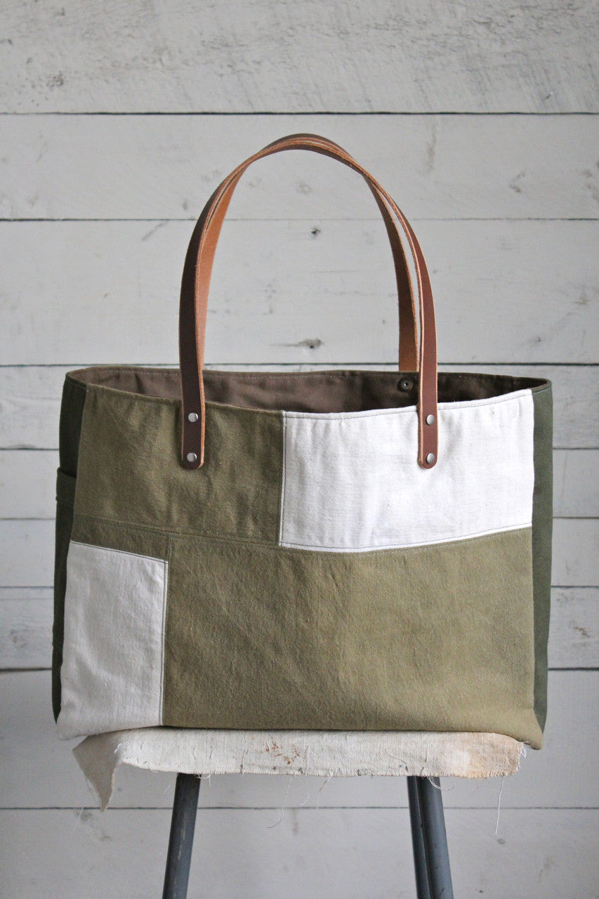 WWII era Pieced Canvas Tote Bag