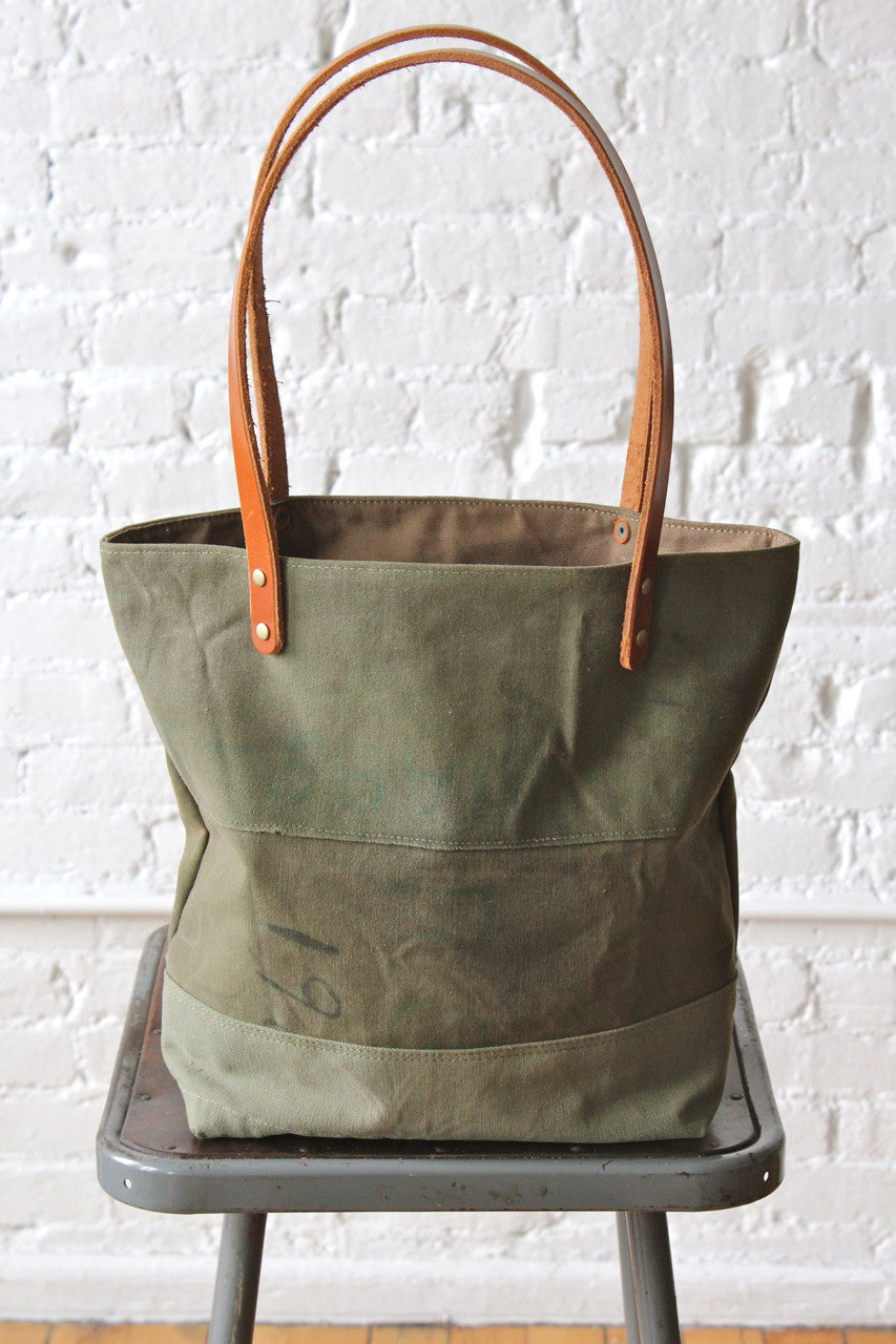 WWII era Two Tone US Military Canvas Tote Bag