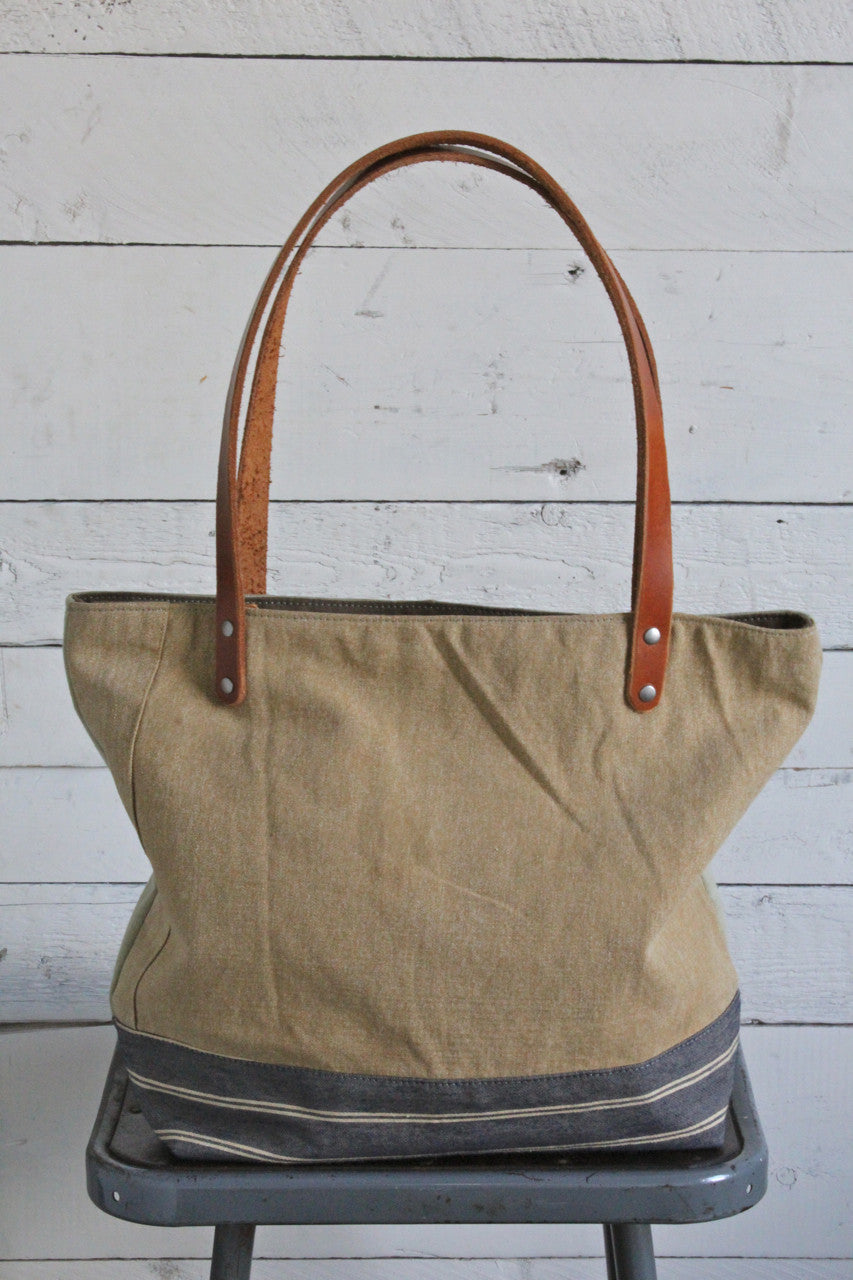 WWII era Pieced Canvas Tote Bag