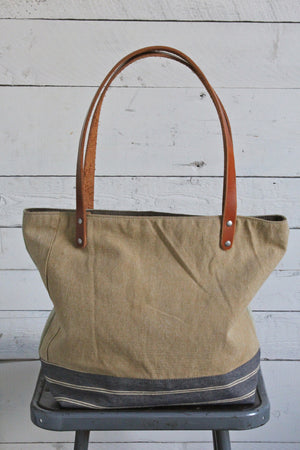 WWII era Pieced Canvas Tote Bag