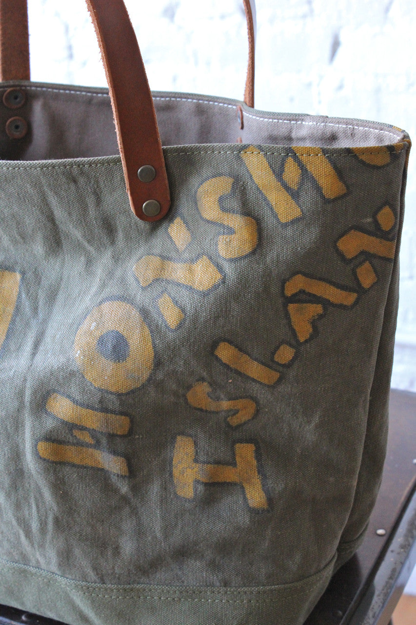 WWII era Hand Painted US Military Canvas Tote Bag