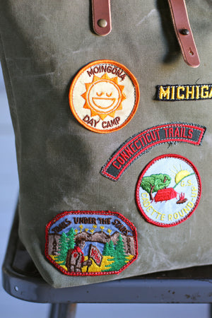 WWII era Canvas Tote Bag w/ Patches