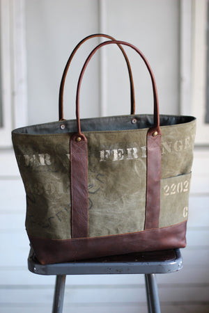 WWII era Canvas and Leather Carryall