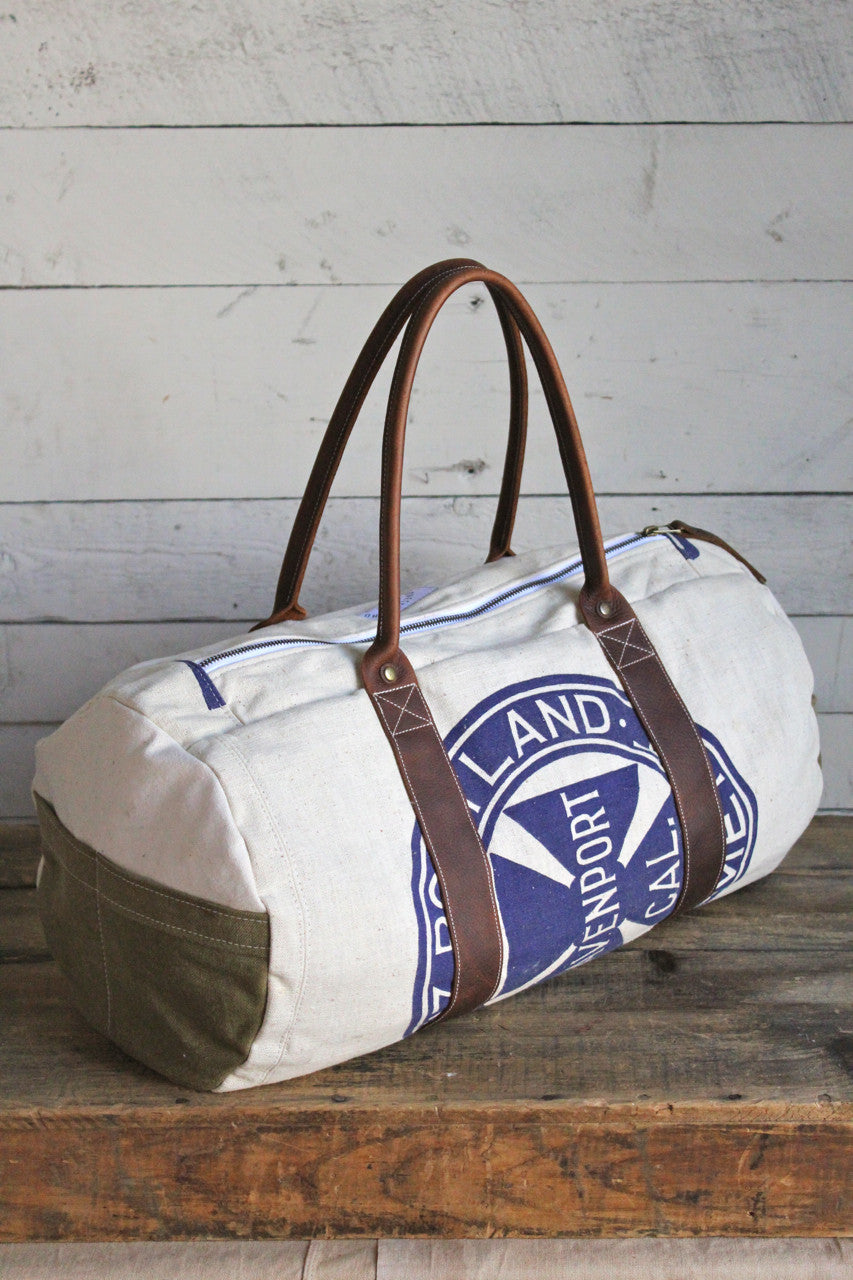 1940's era Canvas and Leather Duffle Bag