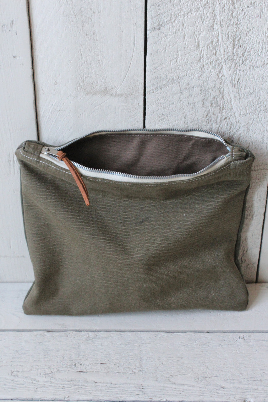 Two Toned WWII Era Canvas Logo Pouch