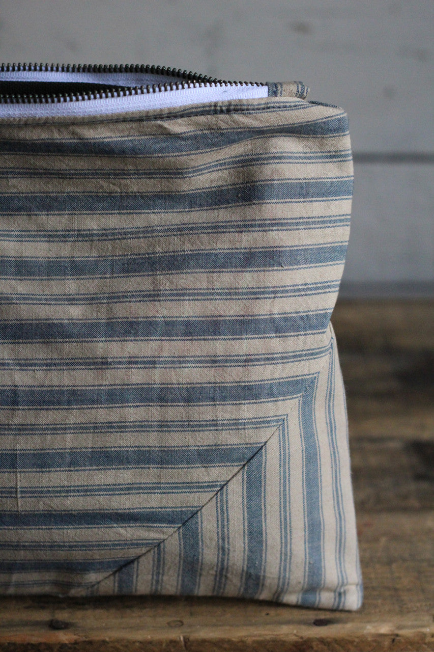 1940's era Ticking Fabric Utility Pouch