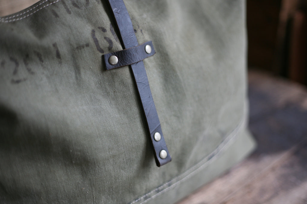 WWII era Canvas Carryall w/ 1920's era Blacksmith Leather Straps - SOLD