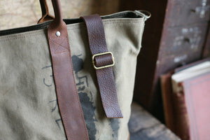 WWII era Canvas and Leather Carryall - SOLD
