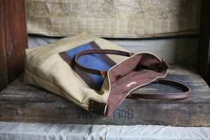 WWII era Canvas and Printed Cotton Carryall- SOLD