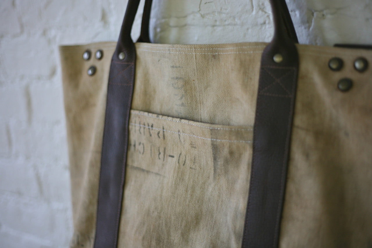WWII era Canvas & Leather Carryall