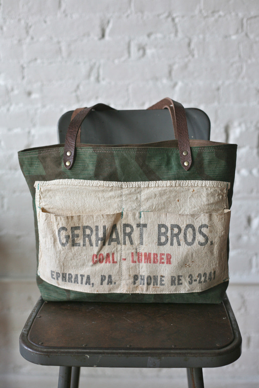 WWII era Camo & Work Apron Tote Bag