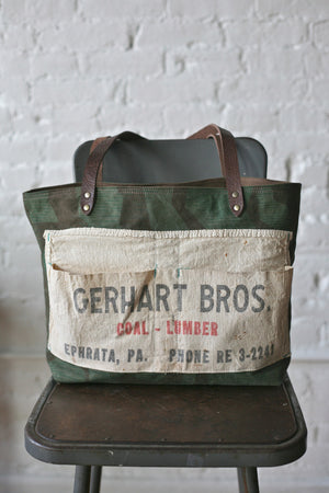 WWII era Camo & Work Apron Tote Bag
