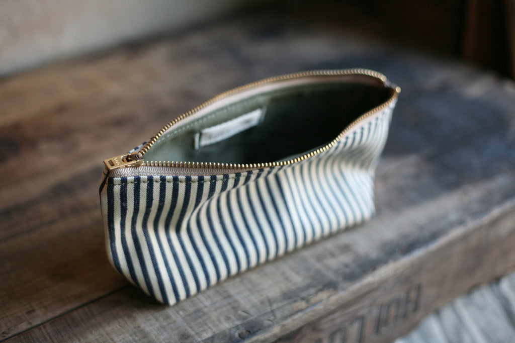 1940's era Ticking Fabric Utility Pouch - SOLD