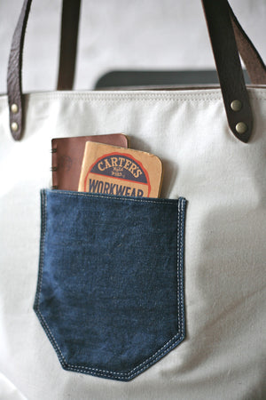 WWII era Cotton & Denim Tote Bag