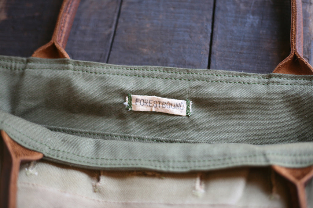 WWII era Canvas and Leather Carryall - SOLD