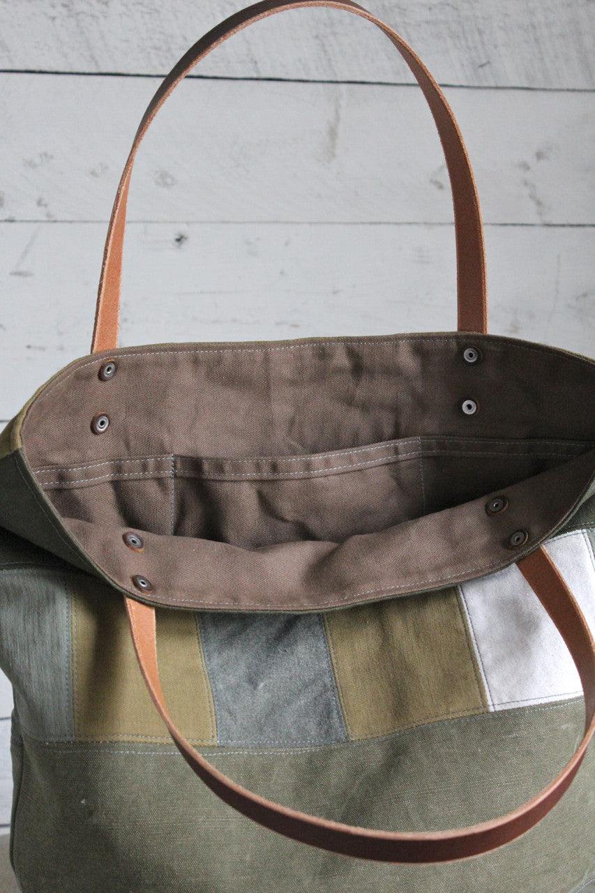 WWII era Pieced Canvas Tote Bag