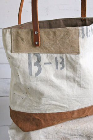 WWII era Patched Canvas Tote Bag