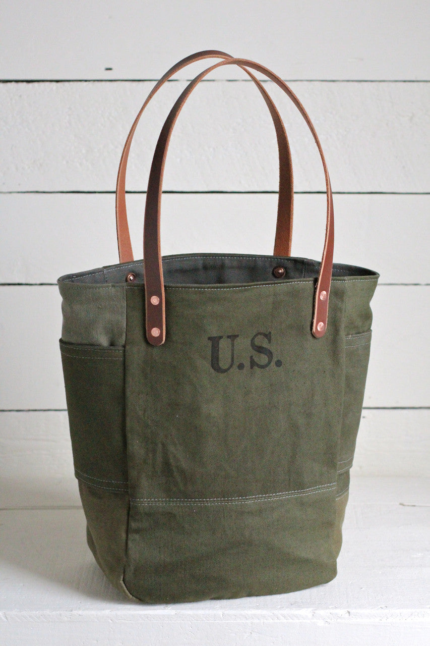 WWII era Canvas Pocket Tote Bag