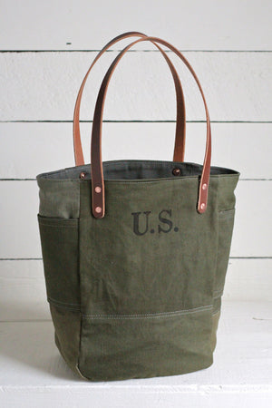 WWII era Canvas Pocket Tote Bag